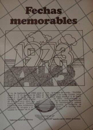 AFICHE RETRO ORIGINAL. TELEVISORA TELEVISA 1973