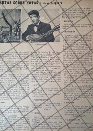 AFICHE ANTIGUO ORIGINAL. GUITARRISTA. SELVIO CARRIZOSA 1960s