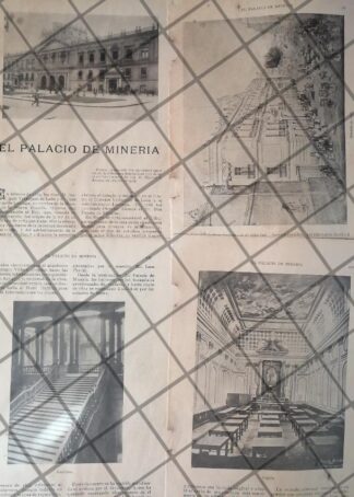 AFICHE ANTIGUO ORIGINAL. EL PALACIO DE MINERIA 1911