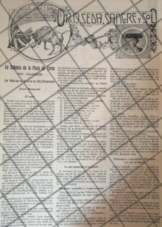 GACETA TAURINA ANTIGUA 1912. ORO, SEDA Y SANGRE