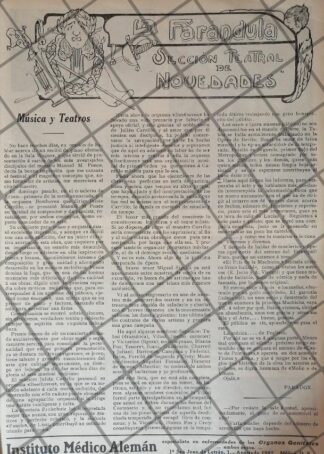 GACETA ANTIGUA 1912. LA FARANDULA SUPLEMENTO /2