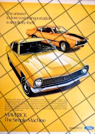 AFICHE RETRO ORIGINAL AUTOS FORD MAVERICK  1971 -1058