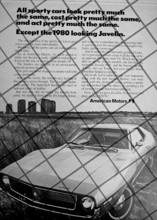 AFICHE RETRO ORIGINAL AUTOS AMERICAN JAVELIN SST 1971-1048