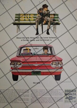 AFICHE RETRO ORIGINAL AUTOS CHEVROLET CORVAIR MONZA 1964-1046