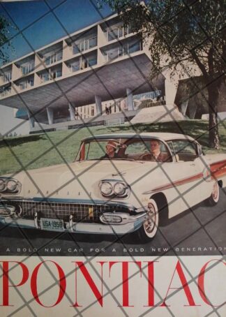 AFICHE RETRO ORIGINAL AUTOS PONTIAC STAR CHIEF 1958 -1045