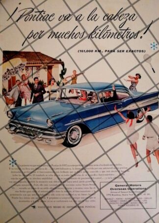 AFICHE RETRO ORIGINAL AUTOS PONTIAC STRATO STREAK 1957-1043