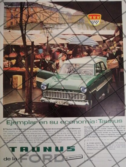 CARTEL RETRO ORIGINAL AUTOS FORD TAUNUS 12M 1962/1008