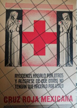 AFICHE ANTIGUO ORIGINAL. CRUZ ROJA 1950s