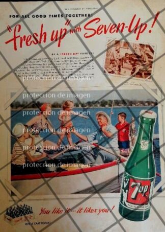 CARTEL VINTAGE ORIGINAL REFRESCOS 7UP 1950