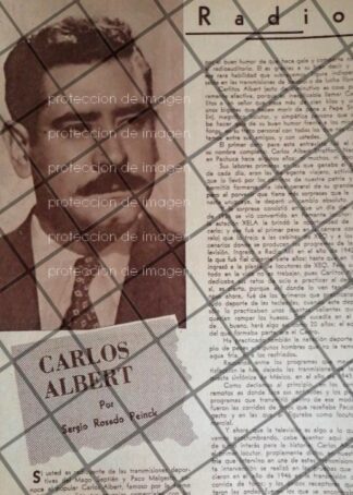 AFICHE ANTIGUO LOCUTOR. CARLOS ALBERT STRAFFON 1953