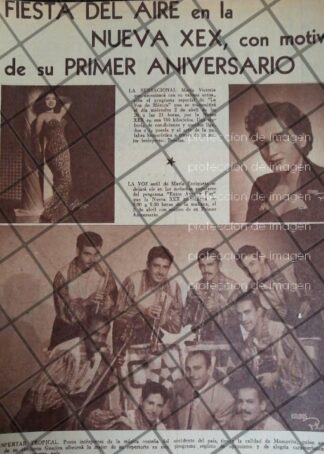 AFICHE ANTIGUO RADIO DIFUSORA X.E.X CELEBRA 1ER ANIVERSARIO. 1952