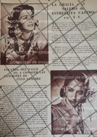 AFICHE ANTIGUO CANTANTES YOLANDA DEL VALLE Y ESTRELLITA CASTRO