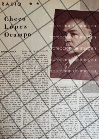 AFICHE ANTIGUO ENTREVISTA A COMPOSITOR SERGIO LOPEZ OCAMPO 1952