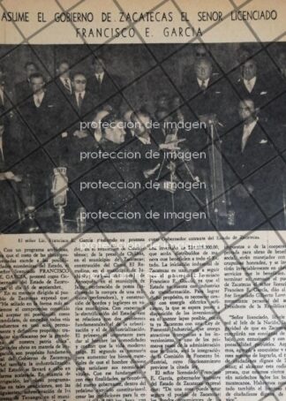 AFICHE ANTIGUO FRANCISCO E. GARCIA ESTRADA ASUME EN ZACATECAS 1956