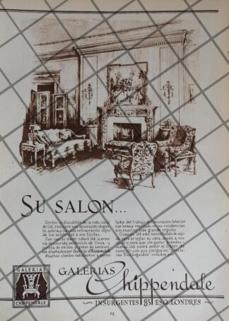 CARTEL ANTIGUO ORIGINAL GALERIAS CHIPPENDALE 1948