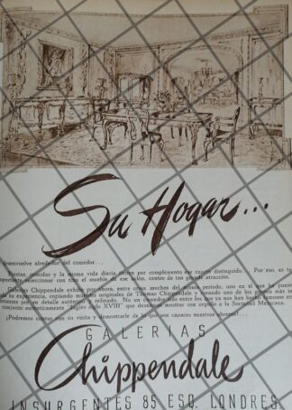 CARTEL PUBLICITARIO ANTIGUO GALERIAS CHIPPENDALE 1948 4