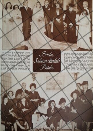 AFICHE ANTIGUO BODA. GUILLERMO HURTADO Y PRIDA 1948