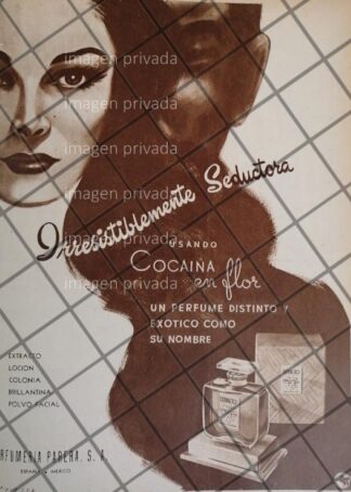 CARTEL PUBLICITARIO ANTIGUO PERFUME COCAINA EN FLOR 1948-3