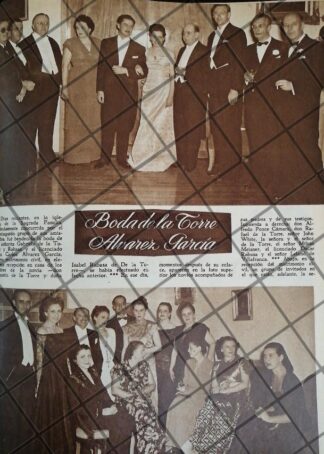 AFICHE ANTIGUO BODA. GABRIELA DE LA TORRE Y RABASA 1948