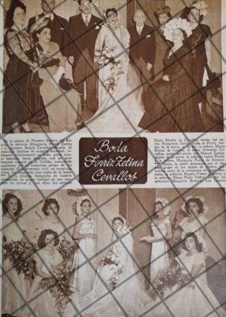 AFICHE ANTIGUO BODA. CEVALLOS FERRIZ 1948