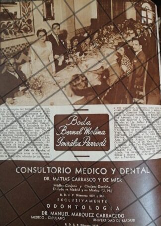 AFICHE ANTIGUO BODA DE ANGELES BERNAL MOLINA 1948