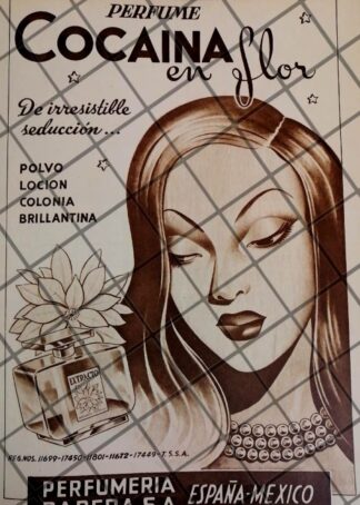 CARTEL PUBLICITARIO ANTIGUO PERFUME COCAINA EN FLOR 1948-4