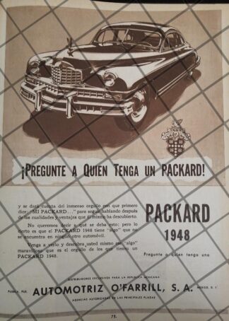 CARTEL ANTIGUO AUTOMOTRIZ O`FARRILL S.A. AUTOS PACKARD 1948 3