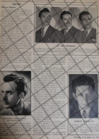AFICHE RETRO. ARTISTAS DE RADIO DIFUSORA XEB Y XEBT J1945