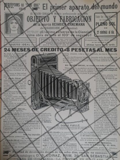 CARTEL PUBLICITARIO ANTIGUO CAMARAS HEINRICH ERNEMANN 1913 /2