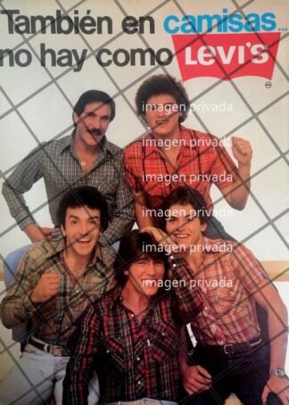 CARTEL RETRO ERNESTO LAGUARDIA Y MANUAL SAVAL CAMISAS LEVI`S 1979