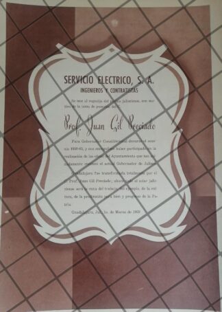 AFICHE POLITICO ANTIGUO. FELICITAN A JUAN GIL PRECIADO 1959
