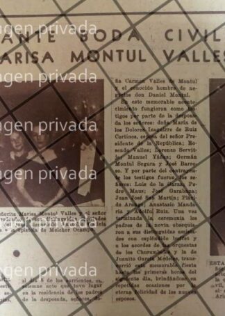 AFICHE ANTIGUO. BODA. ARANGO MONTUL 1953