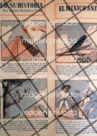 TIRA COMICA ANTIGUA EL MEXICO ANTIGUO 1945 HELIODORO VALLE