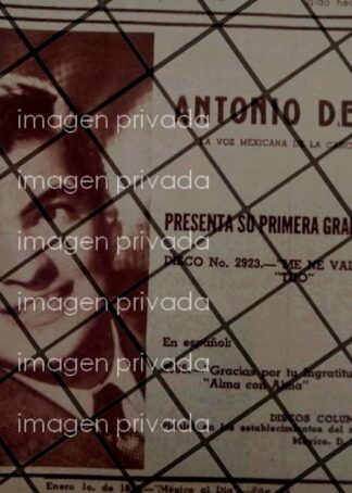 AFICHE ANTIGUO. CANTANTE ANTONIO DE MARCO 1954