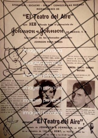AFICHE ANTIGUO PROGRAMA DE RADIO TEATRO DEL AIRE XEB 1948