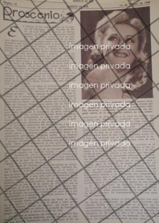 AFICHE ANTIGUO ACTRIZ CARMEN GUILLEN 1945 SECCION