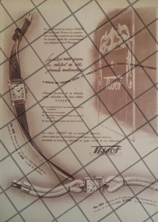 CARTEL PUBLICITARIO RETRO RELOJES TISSOT 1946