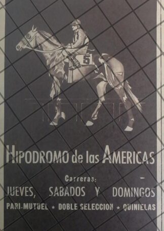 AFICHE RETRO HIPODROMO DE LAS AMERICAS 1944 E1