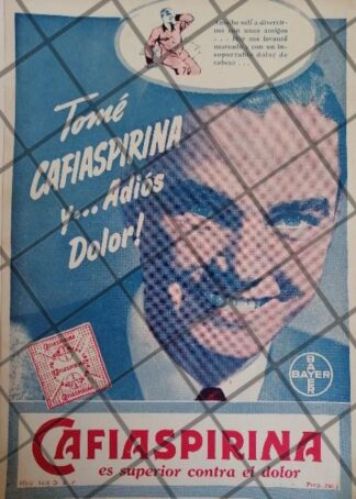CARTEL ANTIGUO CAFIASPIRINA BAYER 1937 /105