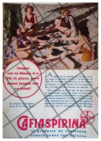 CARTEL PUBLICITARIO ANTIGUO. CAFIASPIRINA BAYER 1936 102
