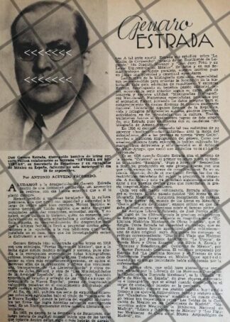 AFICHE VINTAGE MUERE EL ESCRITOR GENARO ESTRADA 1937
