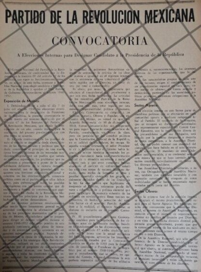 AFICHE POLITICO RETRO PARTIDO DE LA REVOLUCION MEXICANA 1945