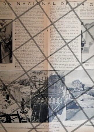AFICHE RETRO INAUGURAN LA PRESA DE VALSEQUILLO 1945