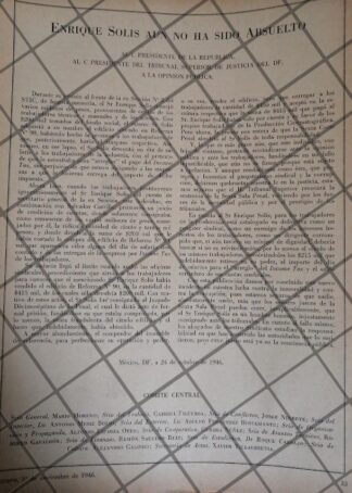AFICHE POLITICO RETRO. SINDICATO DE CINE AL PRESIDENTE 1946