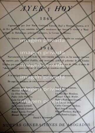 AFICHE POLITICO RETRO. EXHIBEN TRAIDORES A LA PATRIA 1946
