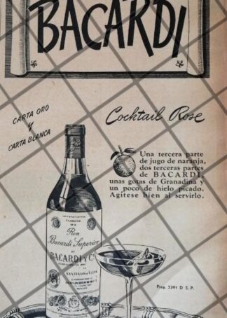 CARTEL DE PUBLICIDAD PATRIOTA. BACARDI 1942 GUERRA MUNDIAL 650