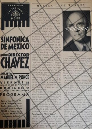 AFICHE RETRO ORQUESTA SINFONICA Y MUERTE DE MICHAEL FOKINE 1942