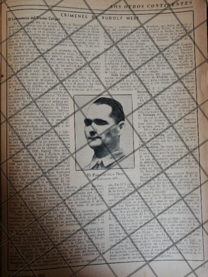 AFICHE RETRO. LOS CRIMENES DEL NAZI RUDOLF HESS 1942