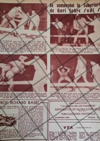 AFICHE RETRO LUCHA LIBRE, GORI GUERRERO Vs SUGI SITO 1954