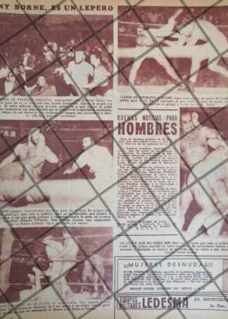 AFICHE RETRO LUCHA LIBRE, TONY BORNE Vs TARZAN LOPEZ Y MAS